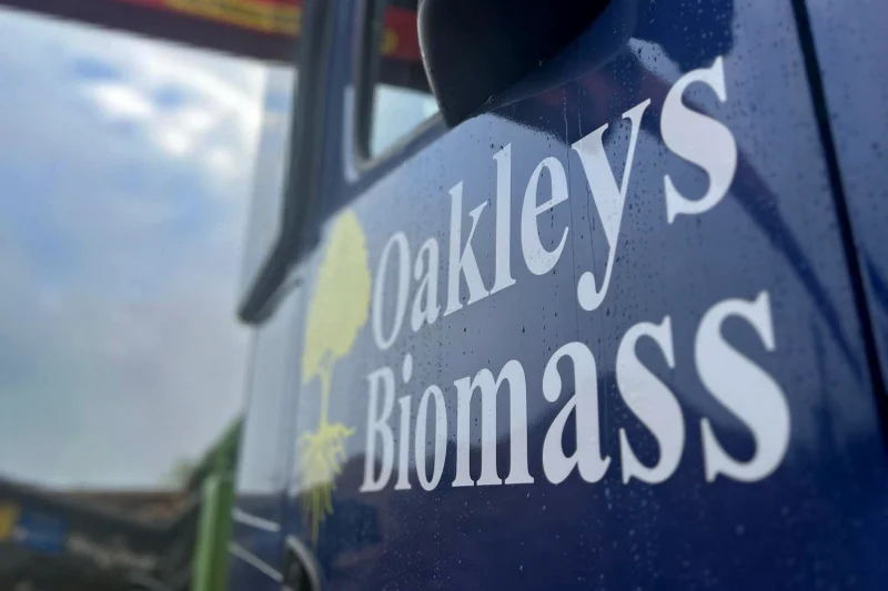 Oakleys Biomass closeup of logo on truck